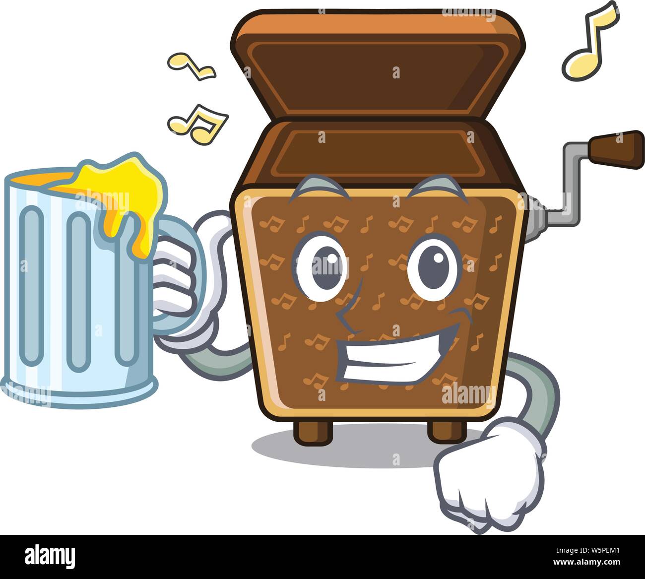 Con succo music box nella forma dei caratteri illustrazione vettoriale Illustrazione Vettoriale