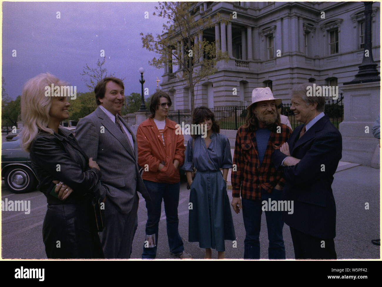 (R-L) Jimmy Carter, Willie Nelson, Jessi colter. Connie Koepke (Nelson l' ex-moglie) è il primo sulla sinistra. Foto Stock