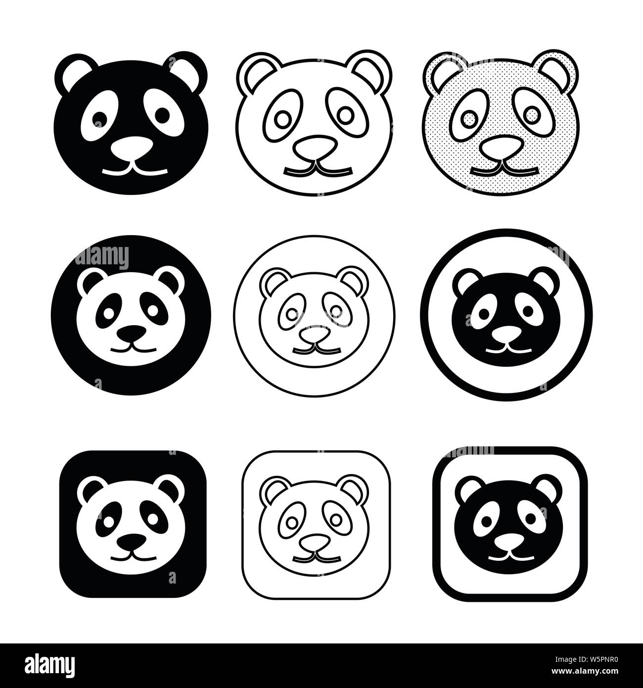 Carattere Cartoon carino divertente icona Panda Illustrazione Vettoriale