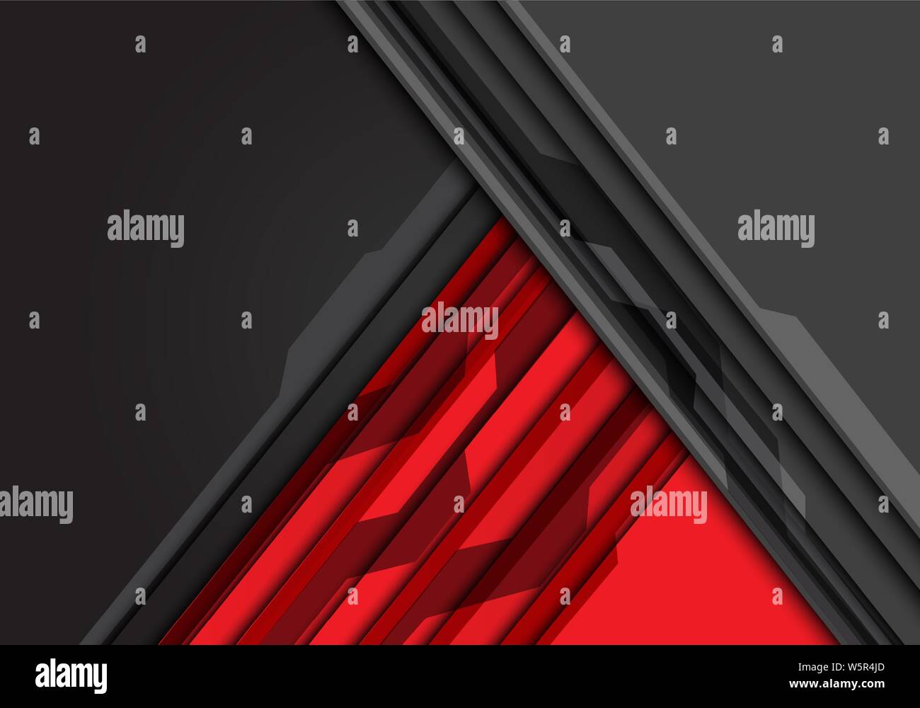 Abstract red triangolo grigio con pattern di circuito e uno spazio vuoto design futuristico moderna tecnologia vettore sfondo immagine. Illustrazione Vettoriale