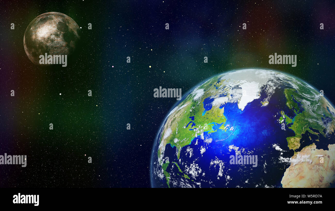 Il pianeta terra con la luna Foto Stock