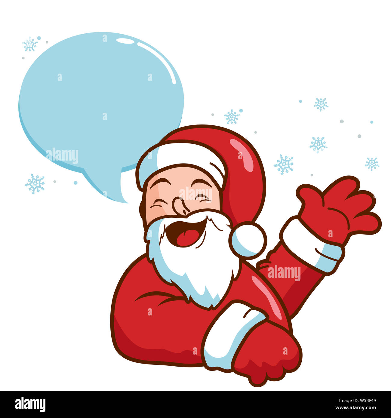 Illustrazione di un felice Babbo Natale con un discorso bolla. Foto Stock