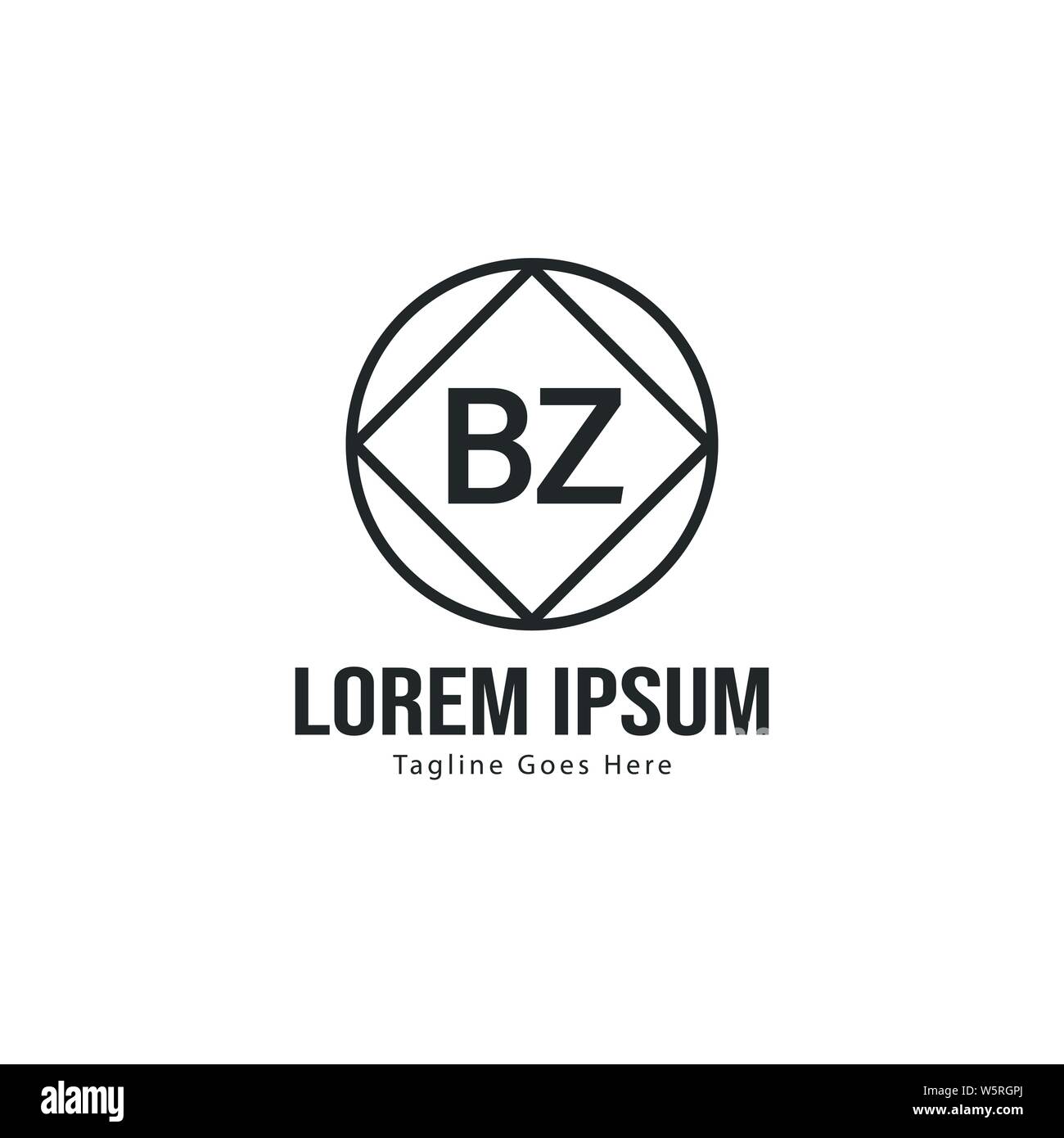 Lettera BZ Logo Design. Moderno creativo BZ lettere icona design illustrazione Illustrazione Vettoriale