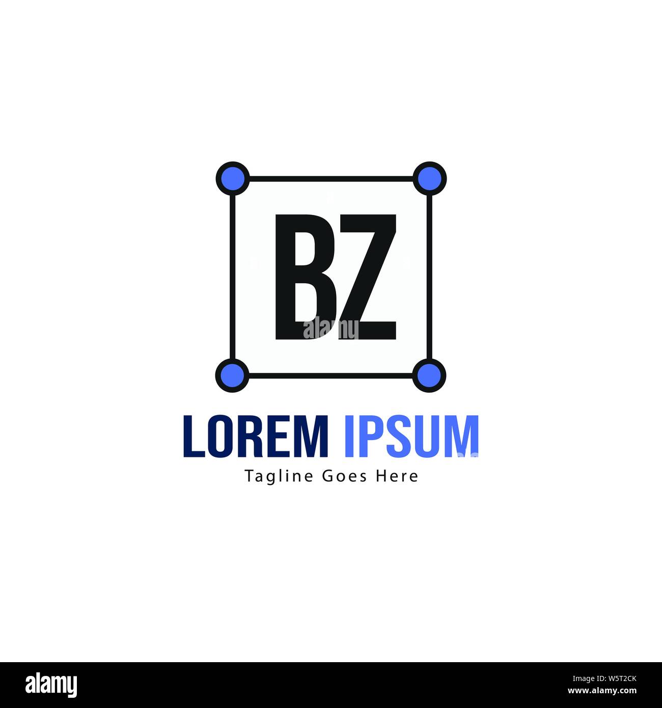 Lettera BZ Logo Design. Moderno creativo BZ lettere icona design illustrazione Illustrazione Vettoriale