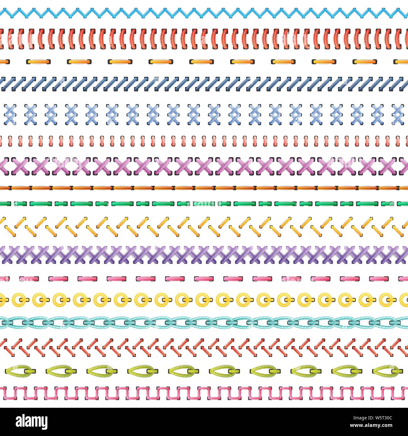 Insieme di punti colorati . Vettore righe senza giunture Illustrazione Vettoriale