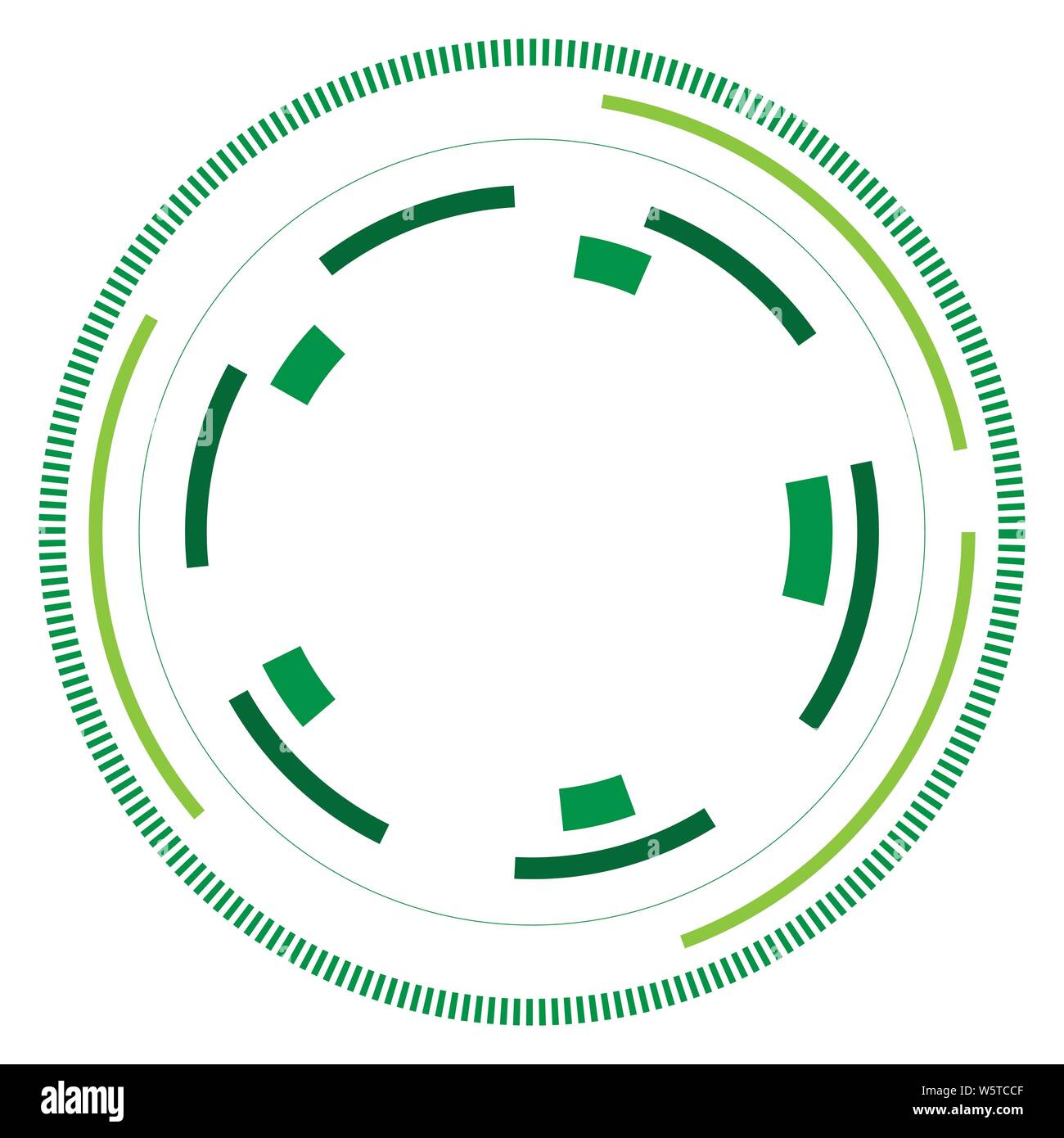 Versione Green - Random cerchi con linee tratteggiate, casualità, concetto circolare Illustrazione Vettoriale