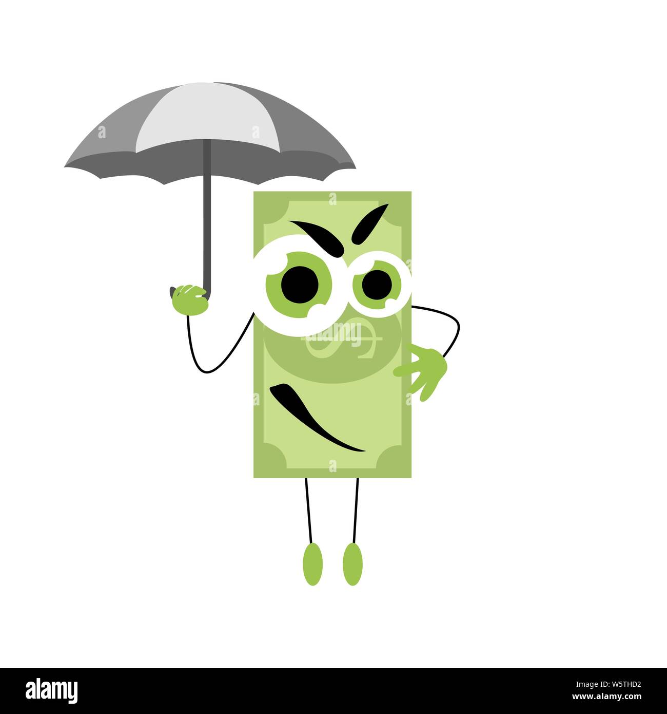 Di sicuro i soldi di assicurazione, la banconota sotto l'ombrello. Vettore di denaro sicuro, finanza aziendale protezione, sicurezza capitale assicurativo, affidabile servizio protegge fina Illustrazione Vettoriale