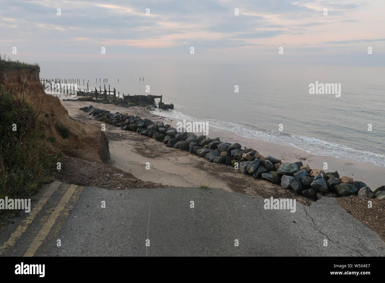 Norfolk erosione costiera. Foto Stock