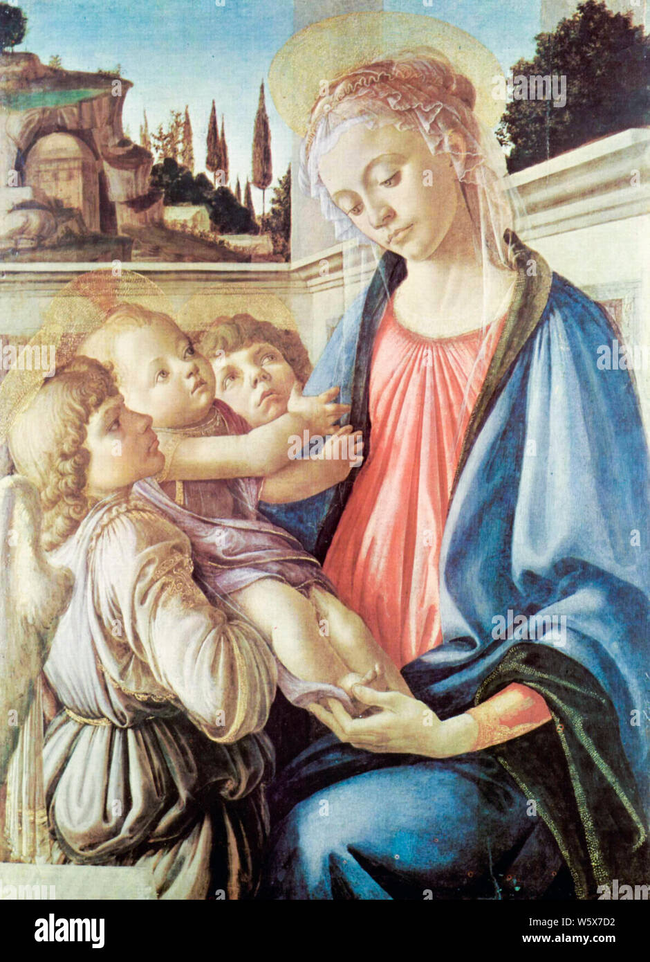 Sandro Botticelli, Madonna col Bambino e due angeli, pittura, 1468-1469 Foto Stock