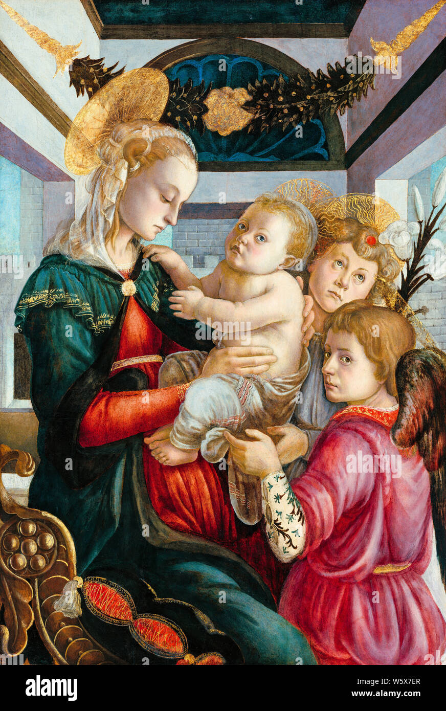 Sandro Botticelli, pittura, Madonna col Bambino e due angeli, 1465-1470 Foto Stock