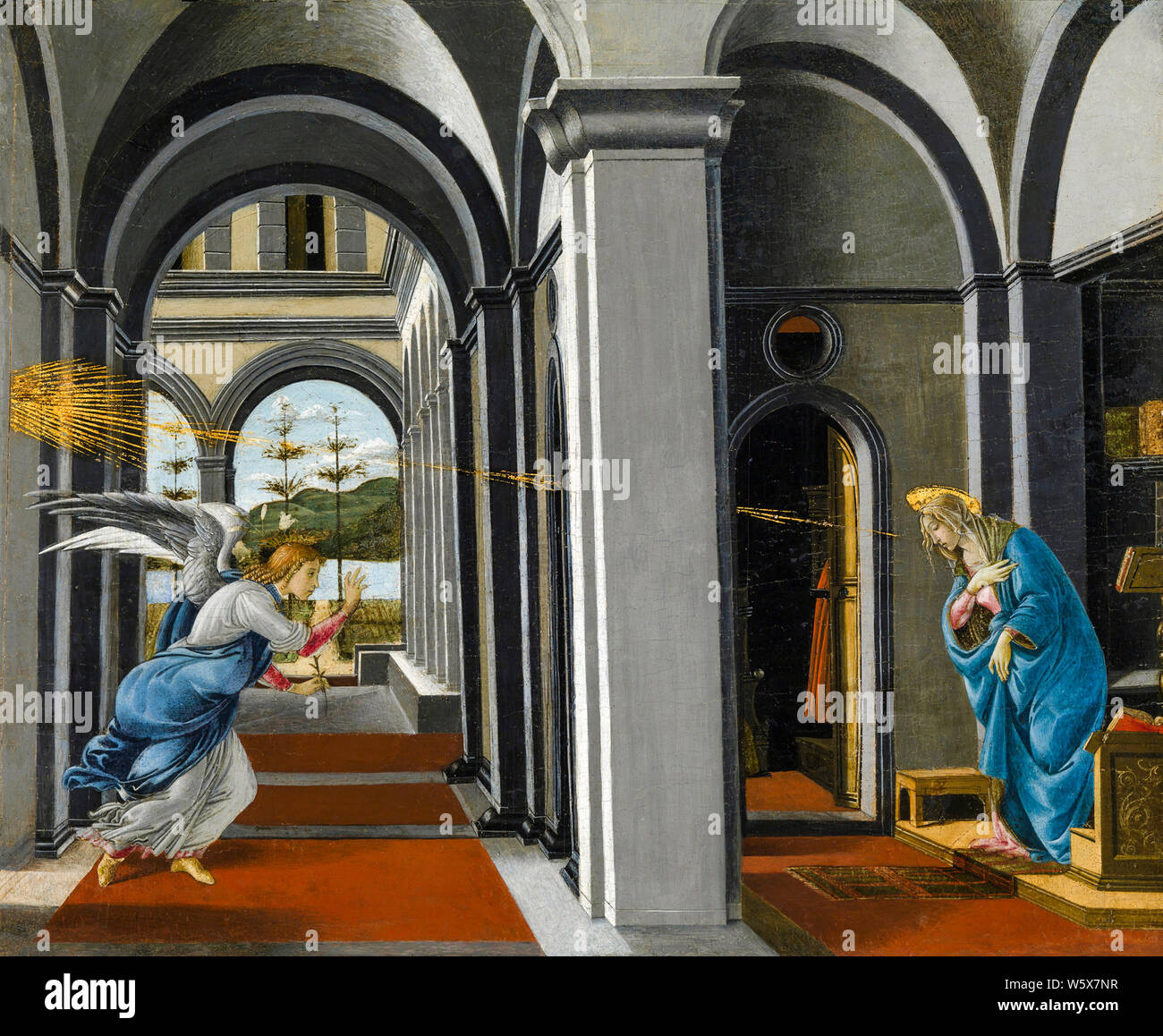Sandro Botticelli, Annunciazione, pittura, 1490-1495 Foto Stock
