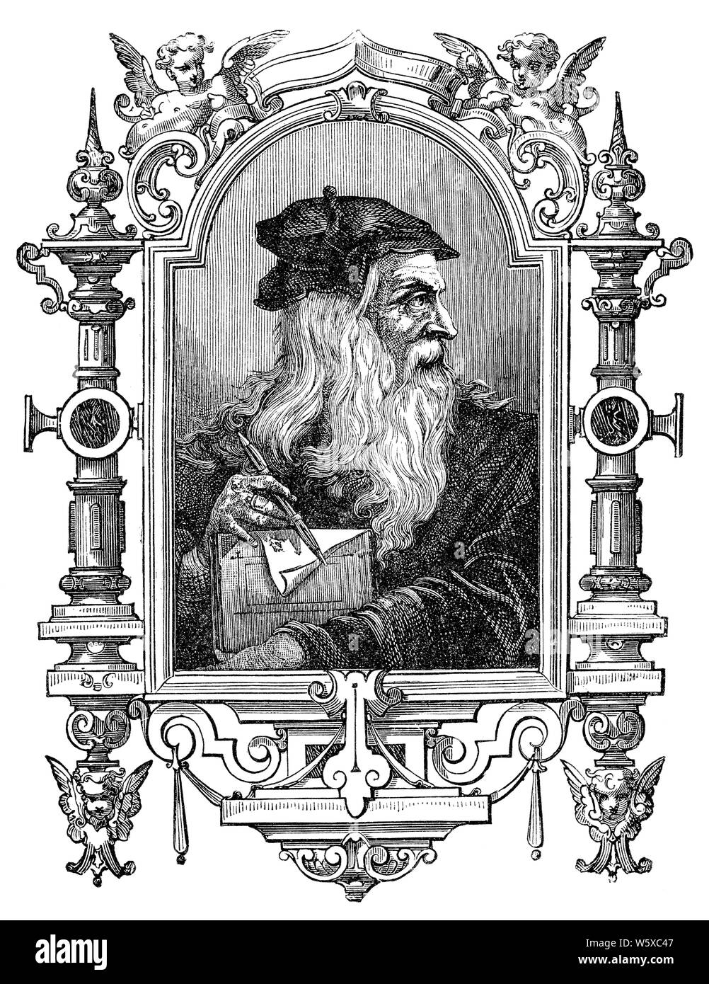 Leonardo da Vinci, 1452 - 1519, Italiano pittore, scultore, architetto e ingegnere Foto Stock