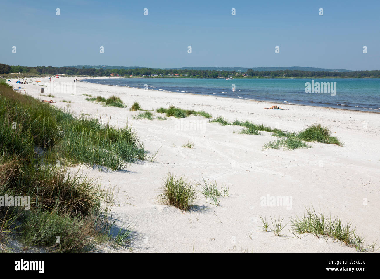 La sabbia bianca e le dune di Balka strand sull isola di south coast, Balka, isola di Bornholm, Mar Baltico, Danimarca, Europa Foto Stock