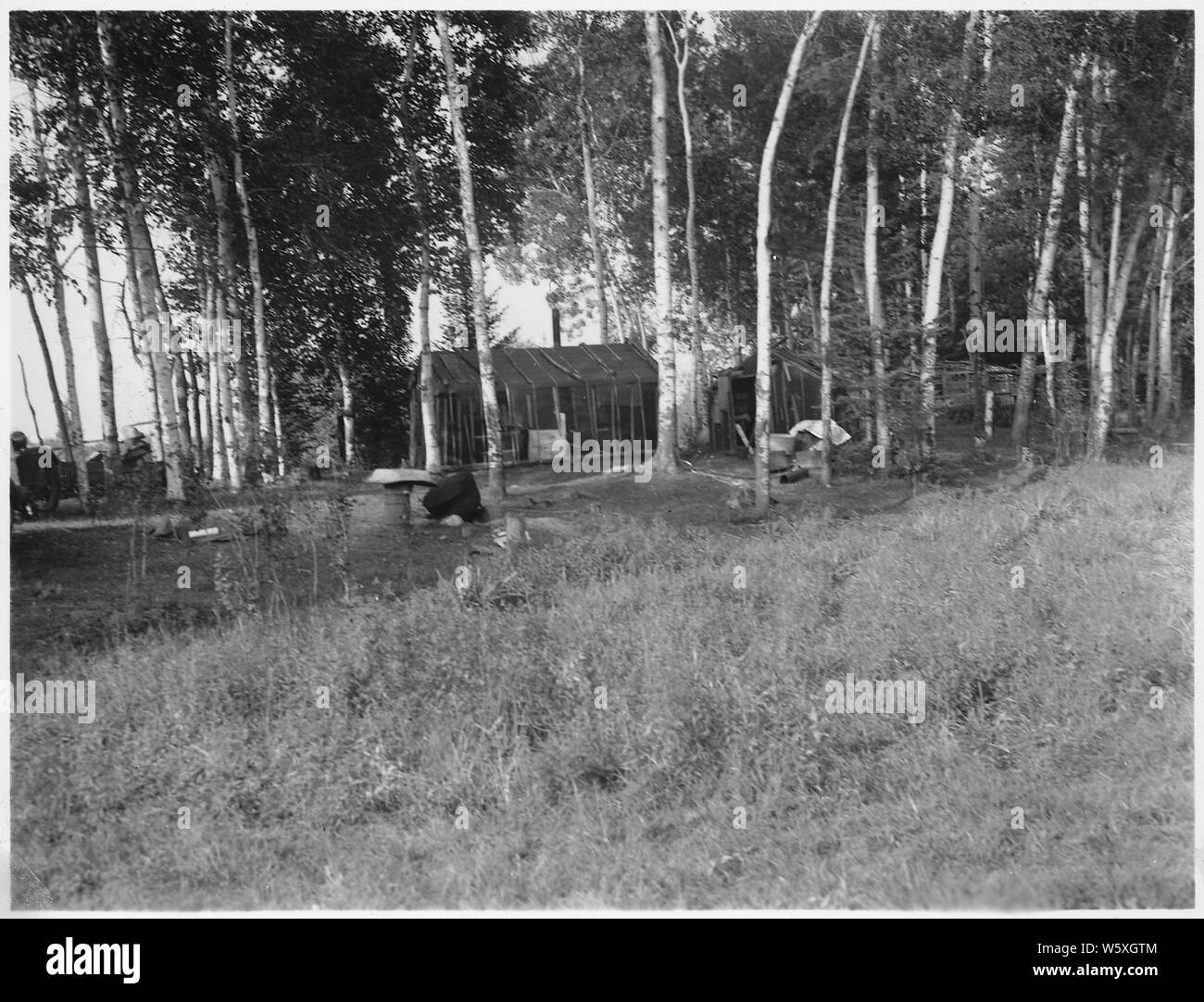 Baracche di riso sul grande lago di riso, Aitken County, Minnesota; L'ambito e il contenuto: East Lake Chippewa Prenotazione. Foto Stock