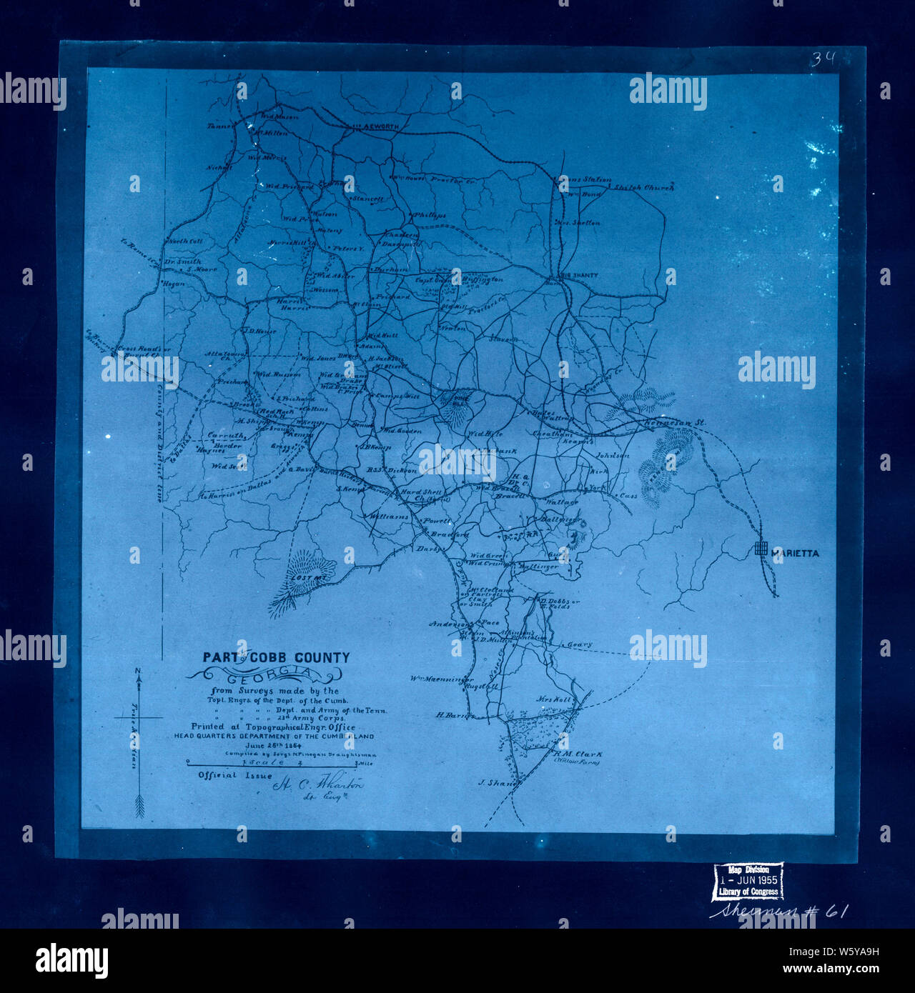 La guerra civile mappe 1248 parte della contea di Cobb Georgia capovolta la ricostruzione e la riparazione Foto Stock