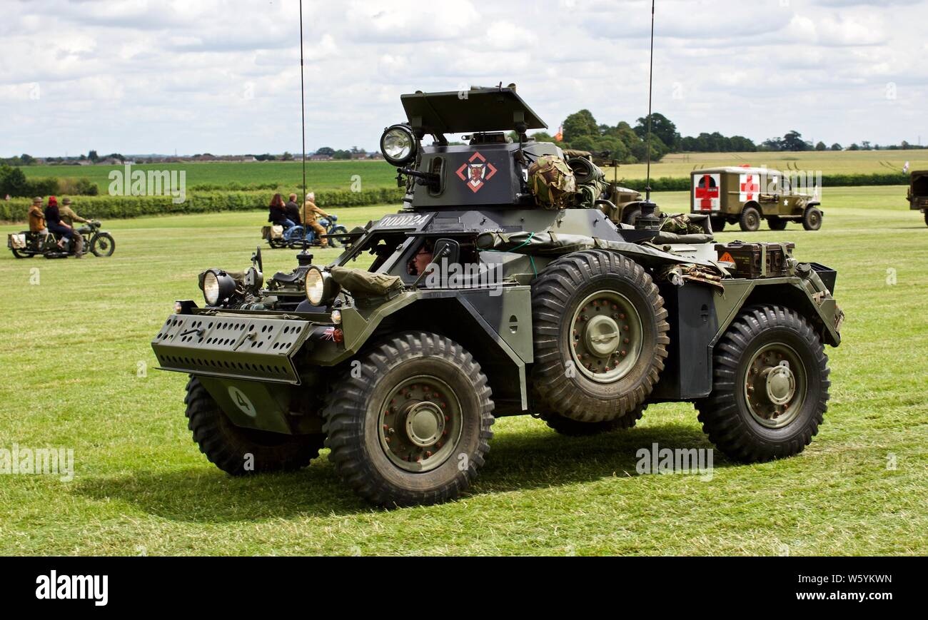 Ferret autoblindo prendendo parte a Shuttleworth parata del veicolo il 7 Luglio 2019 Foto Stock
