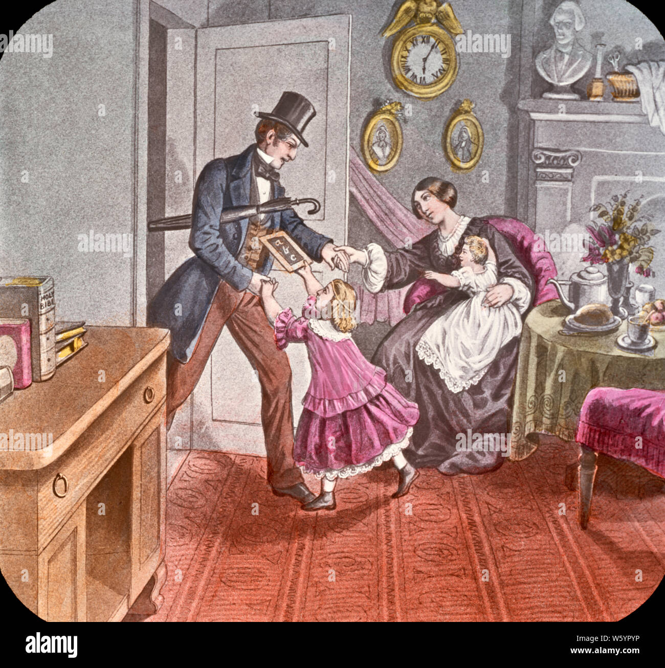 1860s 1870 L'ubriaco per la carriera del movimento antialcolista lantern slide scena serie 1 sobrio uomo e famiglia felicità domestica - ka4927 SPL001 HARS madri vecchio tempo NOSTALGIA OLD FASHION 1 capretti carriera diapositiva movimento lanterna figli famiglie storia femmine coniuge sposato mariti salubrità HOME VITA SPAZIO COPIA LADIES figlie persone maschi padri felicità PARTNER WELLNESS e papà la temperanza 1860s 1870 ubriacone lanterna della slitta il novellame mamme serie convivere mogli etnia caucasica in vecchio stile sobrio Foto Stock