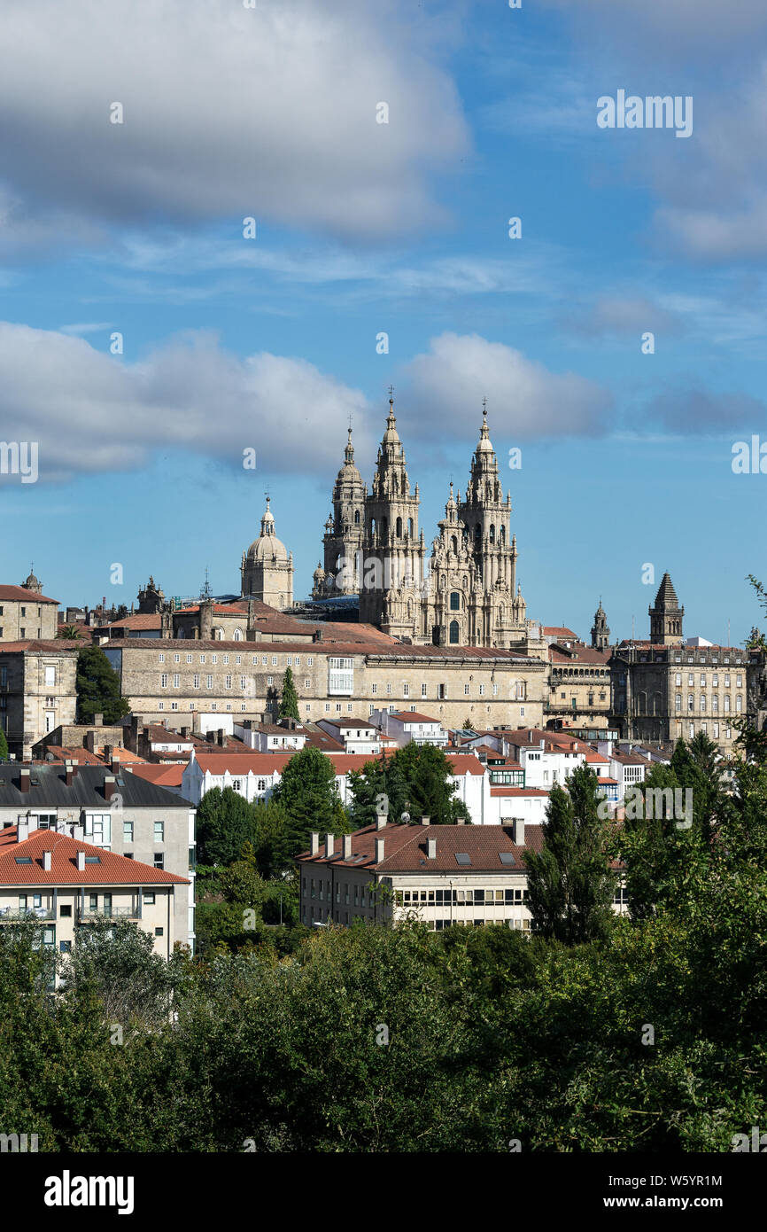Cattedrale di Santiago de Compostela cityscape. Galizia Spagna Foto Stock