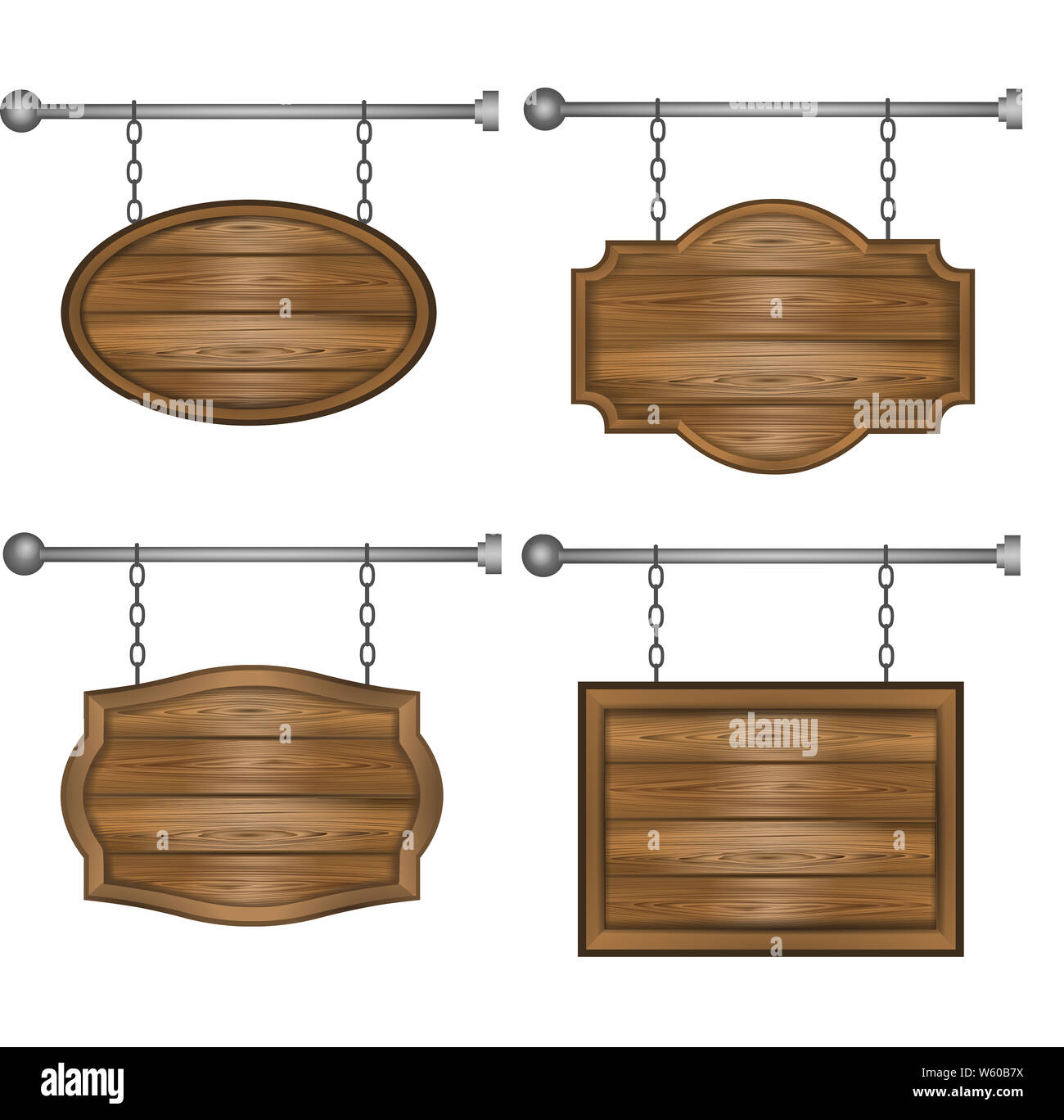 Impostare cartello in legno pannelli banner Foto Stock