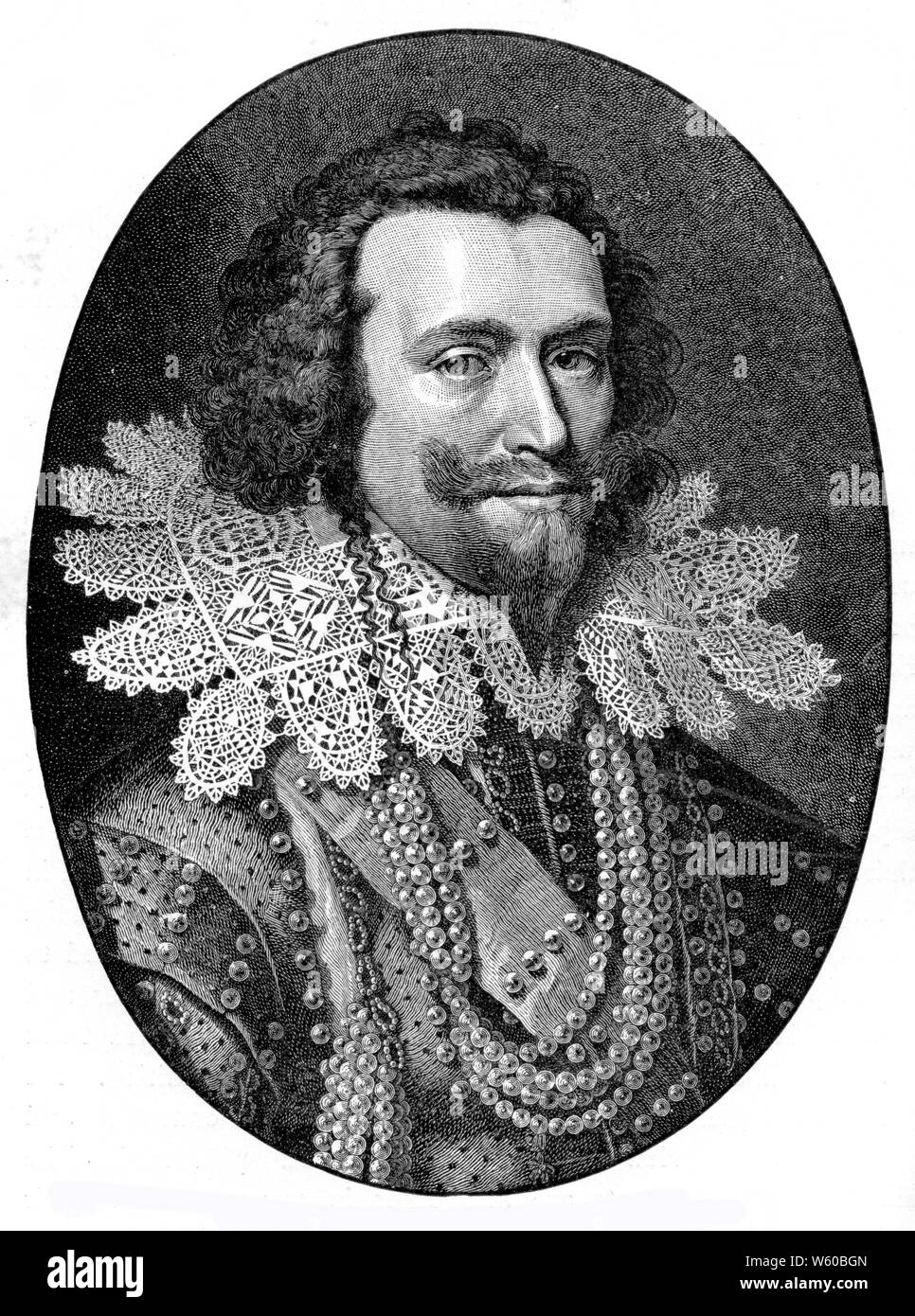 George Villiers, 1st Duca di Buckingham, c1626. Di William Jacobszoon Delff (1580-1638). Dopo Michiel Janszoon van Mierevelt (1566-1641). George Villiers, 1st Duca di Buckingham (1592-1628), cortigiano inglese, statista e patrono delle arti Foto Stock