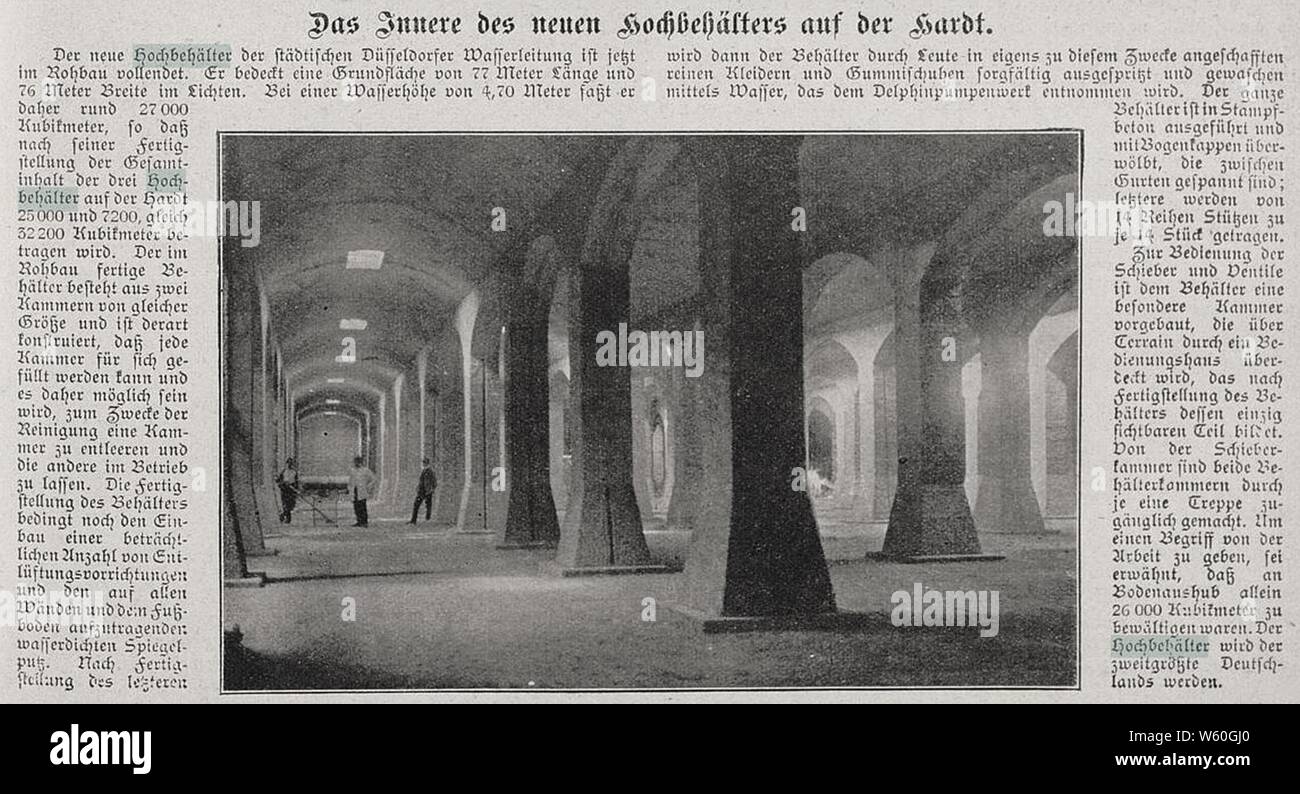 Das Innere des neuen Hochbehälters auf der Hardt, Rhein und Düssel (n. 24) vom 15. Juni 1912 01. Foto Stock