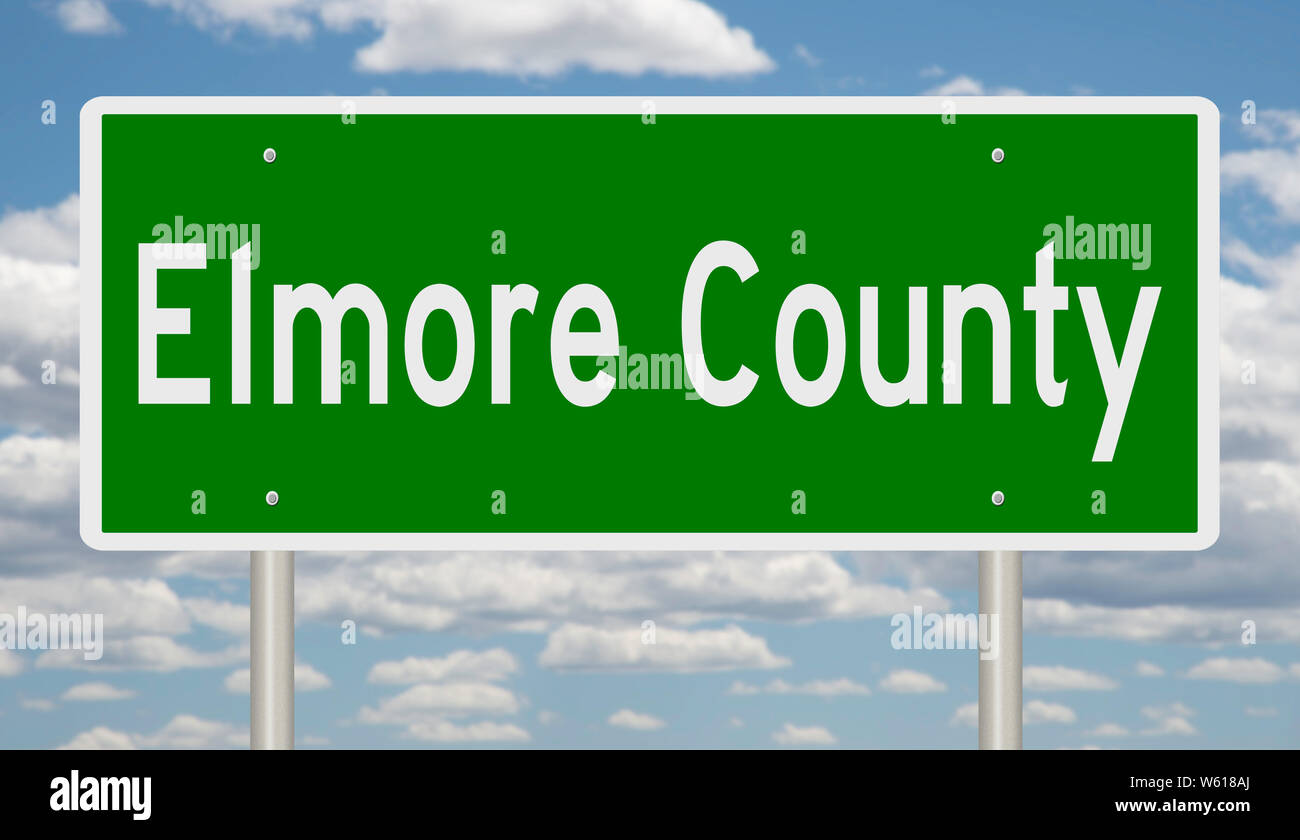 Il rendering di un verde autostrada segno per Elmore County Foto Stock