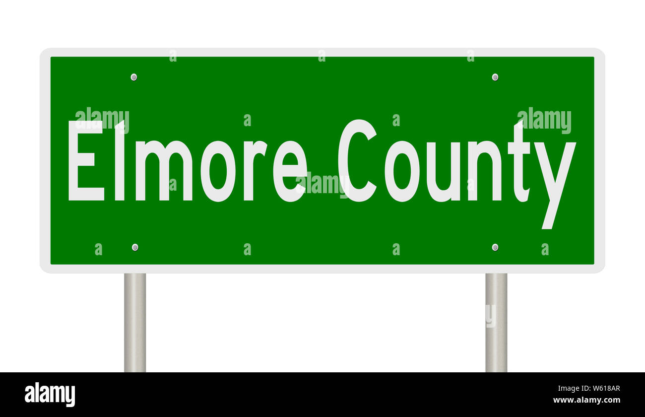 Il rendering di un verde autostrada segno per Elmore County Foto Stock
