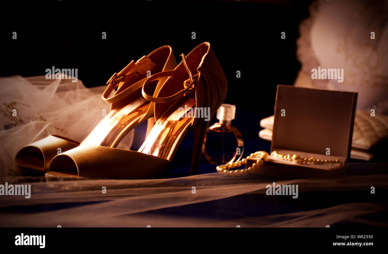 Bella fotografia artistica di una donna di scarpe in seppia con un'illuminazione perfetta vista Foto Stock