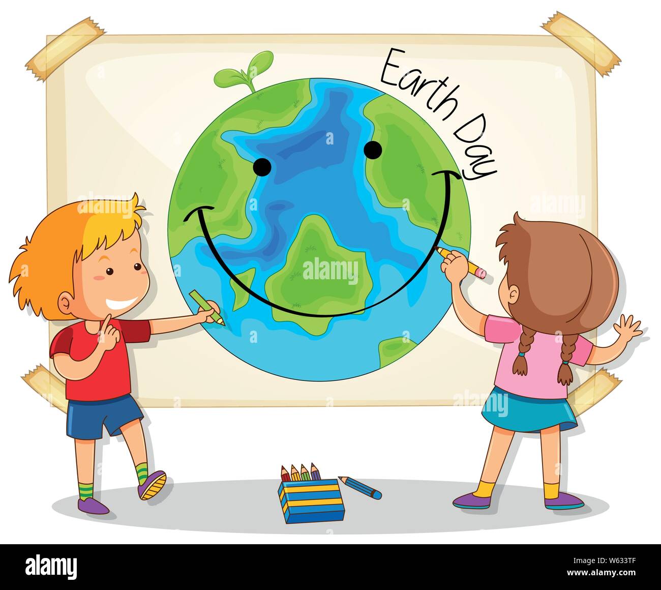 Disegno per bambini la giornata della terra illustrazione Illustrazione Vettoriale