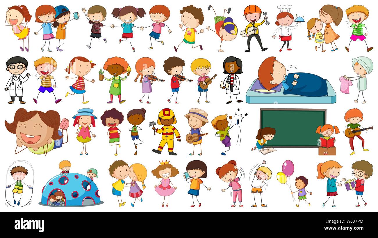 Set di diverso carattere semplice illustrazione Illustrazione Vettoriale