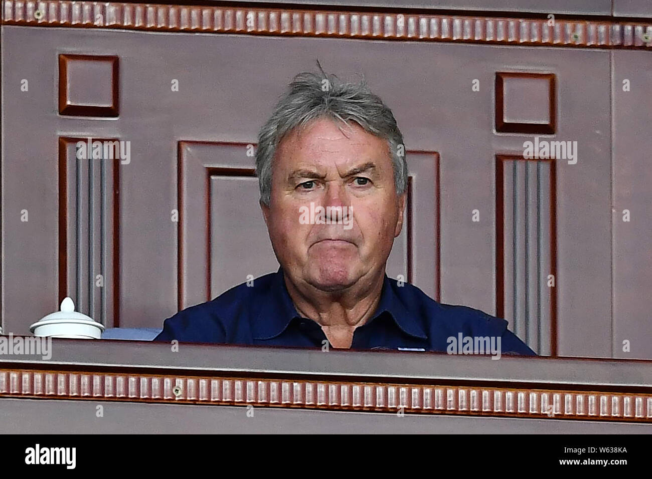 Dutch football manager e ex giocatore Guus Hiddink è raffigurato al team CFA Cina torneo internazionale di calcio giovanile 2018 nella città Qujing, s Foto Stock