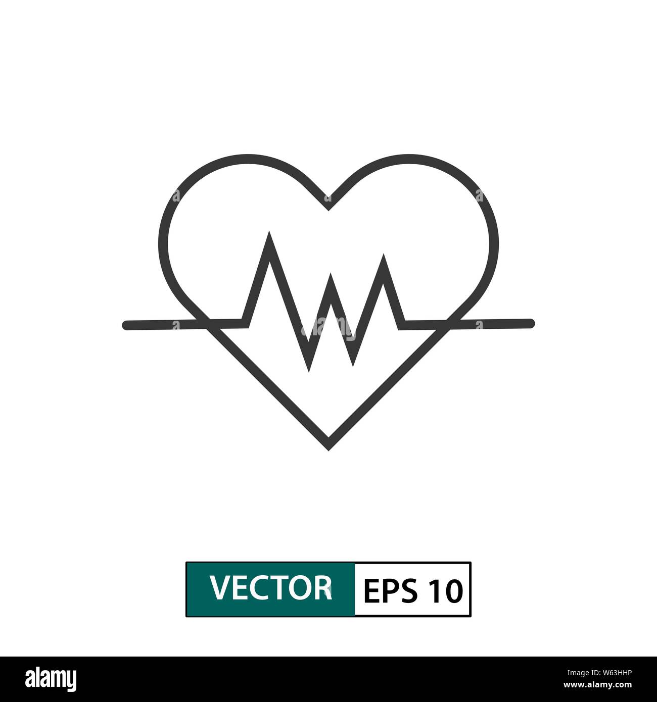 Icona di heartbeat. Lo stile di contorno. Isolato su sfondo bianco. Illustrazione vettoriale EPS 10 Illustrazione Vettoriale