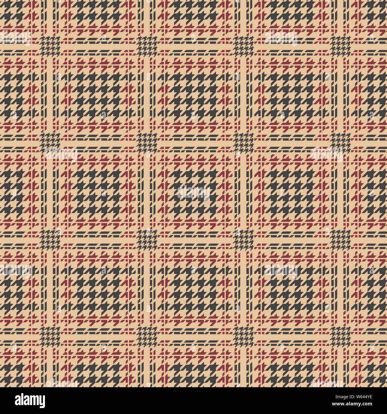 Glen plaid pattern. Houndstooth royal seamless pattern, vettore abito uomo tweed o sfondo di lana Illustrazione Vettoriale