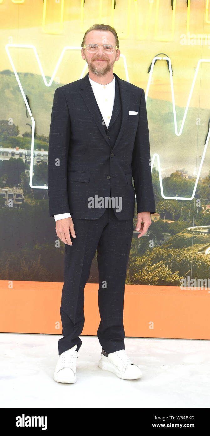 Foto deve essere accreditato ©Alpha premere 079965 30/07/2019 Simon Pegg una volta in Hollywood UK Premiere Londra Foto Stock
