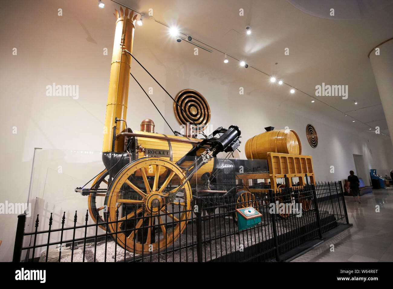 Modello di stephensons rocket al museo della scienza e dell'industria Chicago IL USA Foto Stock
