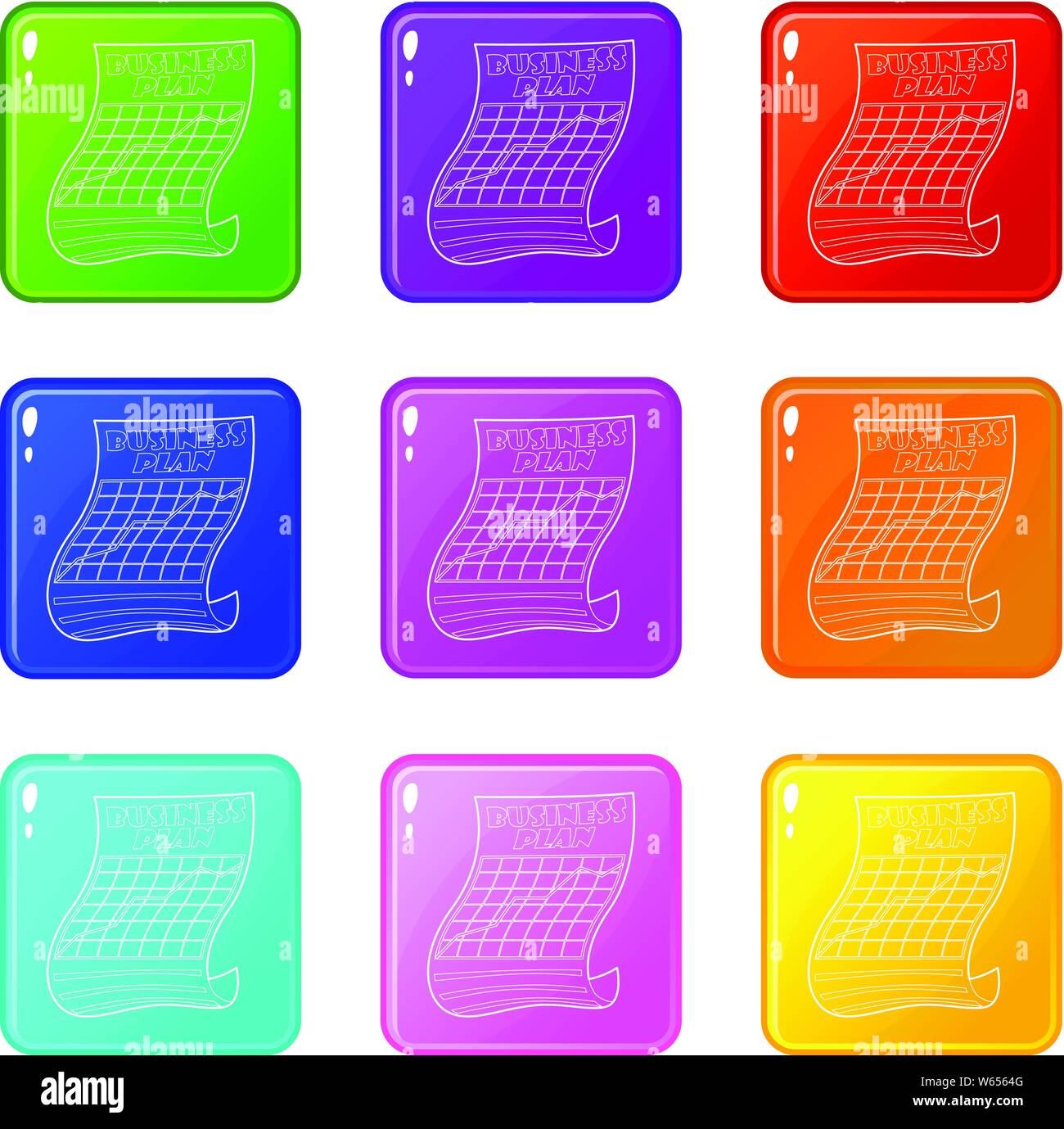 Business plan set di icone 9 Raccolta di colore Illustrazione Vettoriale