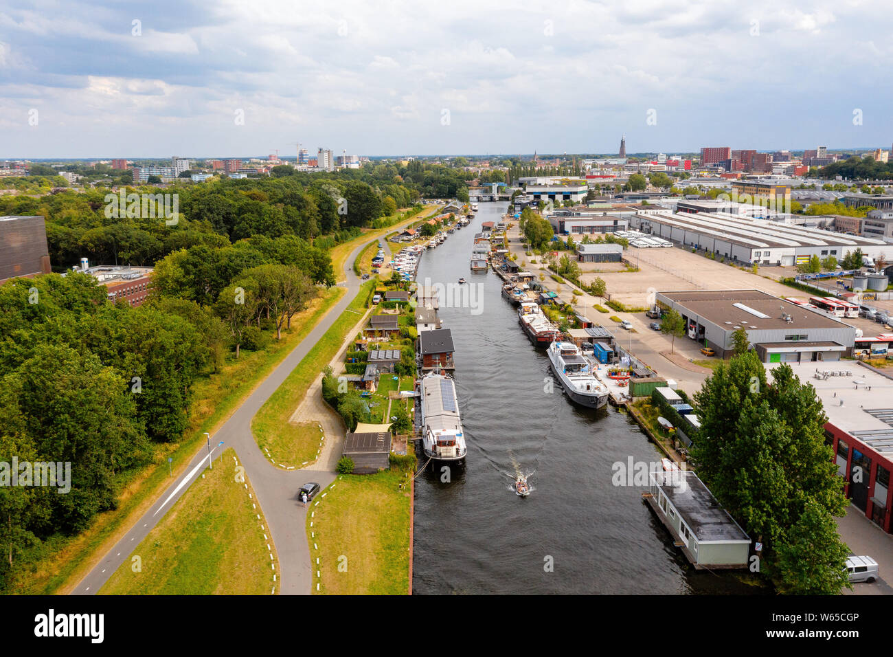 Vista aerea del fiume EEM, Amersfoort, Paesi Bassi Foto Stock