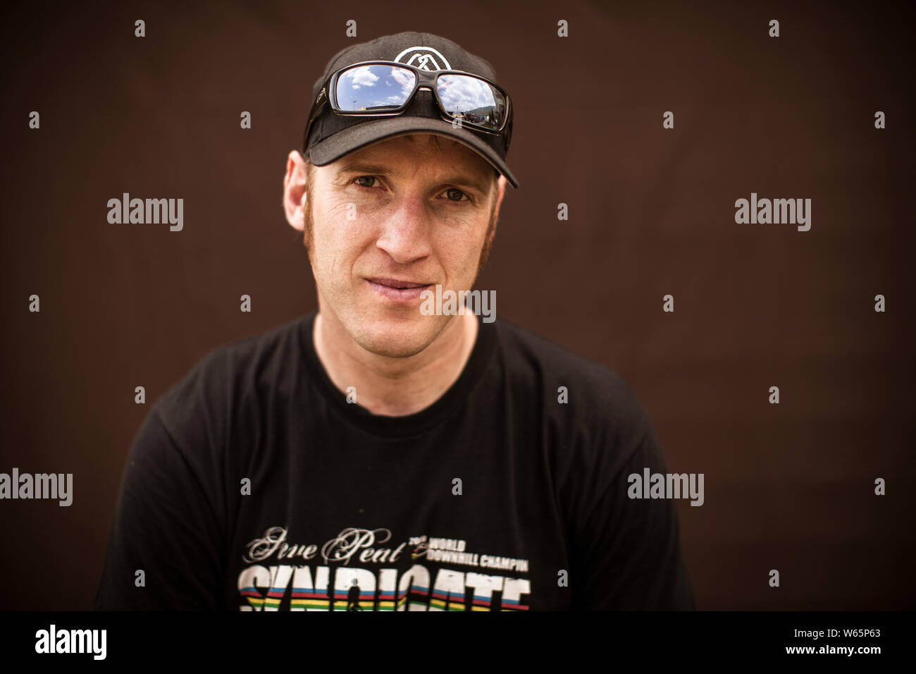 Monte Sainte Anne, Quebec, Canada - 1 settembre, 2010. Ritratto di Steve Peat, British downhill mountain bike atleta racing per la Santa Cruz Syndica Foto Stock