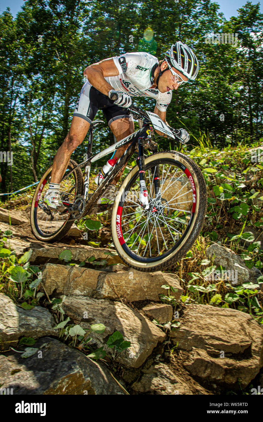 Giugno 23, 2012 - MONTE SAINTE ANNE, Canada. Nino Schurter a UCI Mountain Bike Cross Country Coppa del Mondo Foto Stock