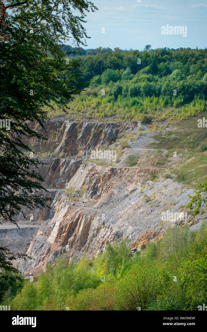 Vista di un gesso-pit, Wuelfrath, Renania settentrionale-Vestfalia, Germania, Europa Foto Stock