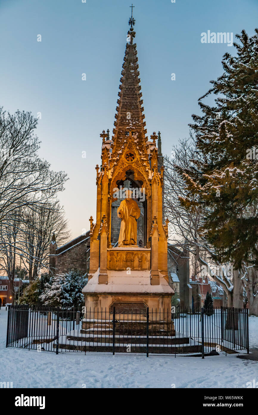 Statua di John Hooper, Vescovo di Gloucester Foto Stock