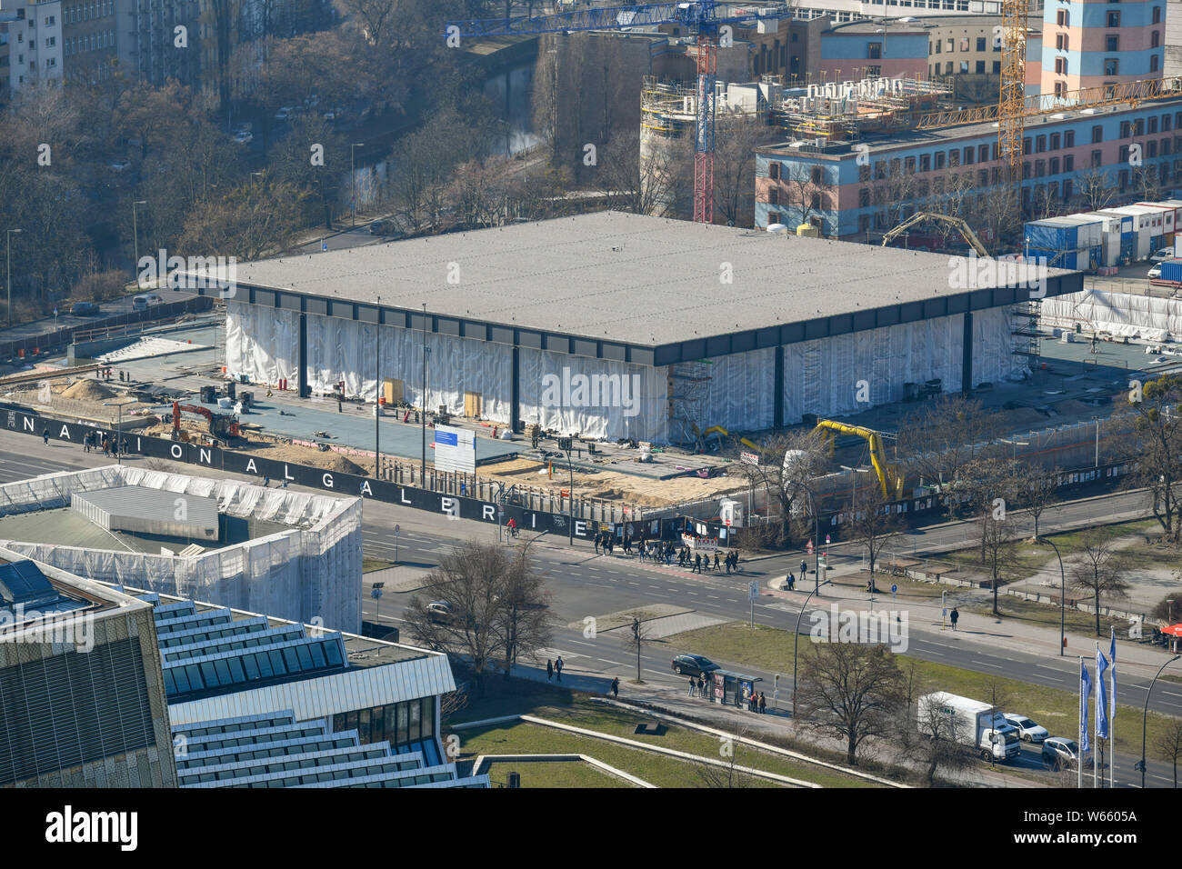 Baustelle, Neue Nationalgalerie, Potsdamer Strasse, nel quartiere Mitte di Berlino, Deutschland Foto Stock