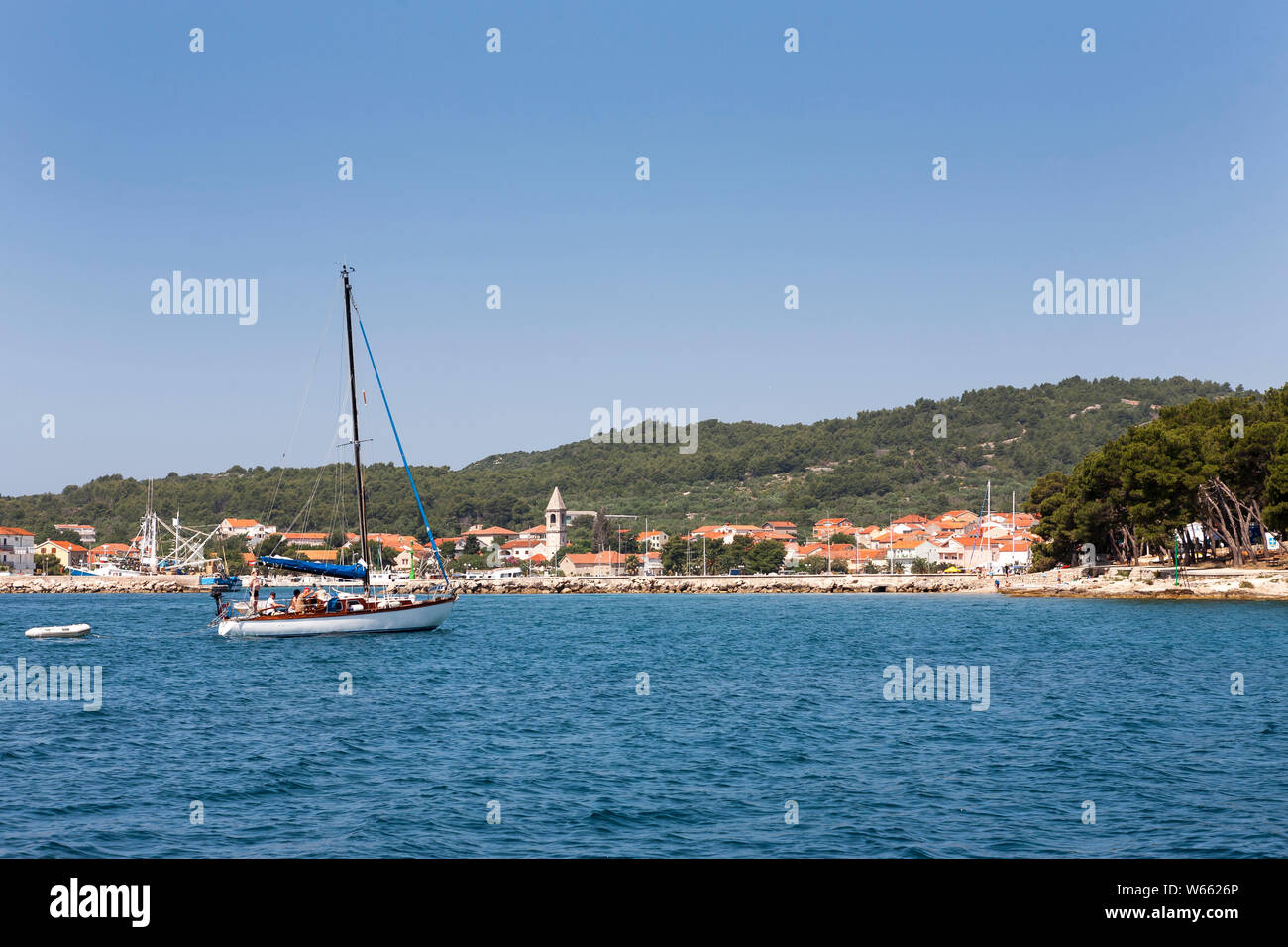 Il villaggio di pescatori di Kukljica sull isola di Ugljan nel Archipeligo Zadar, Croazia Foto Stock