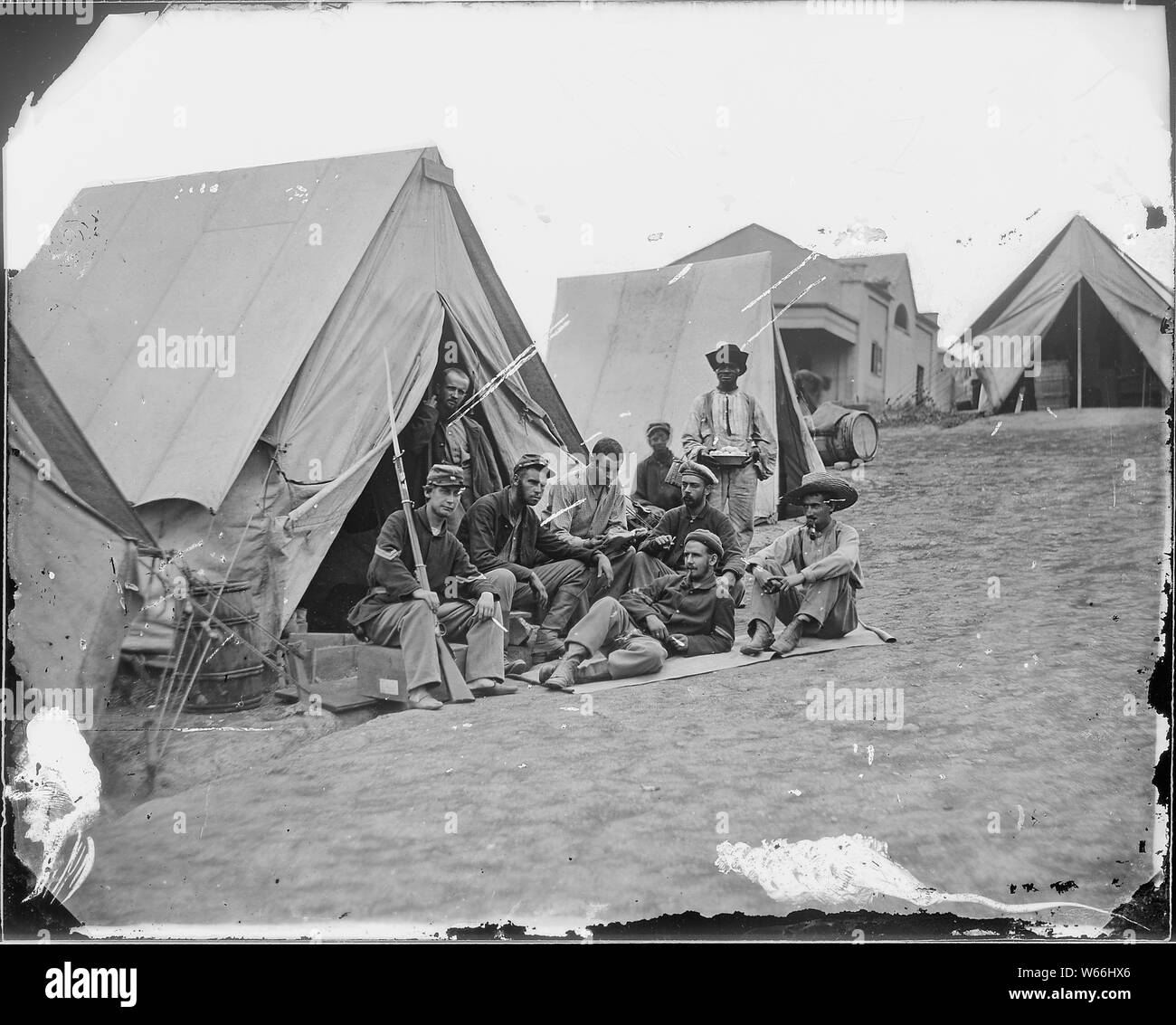 Camp di fanteria. 71st. N.Y. Inf. a Camp Douglas, 1861 Foto Stock