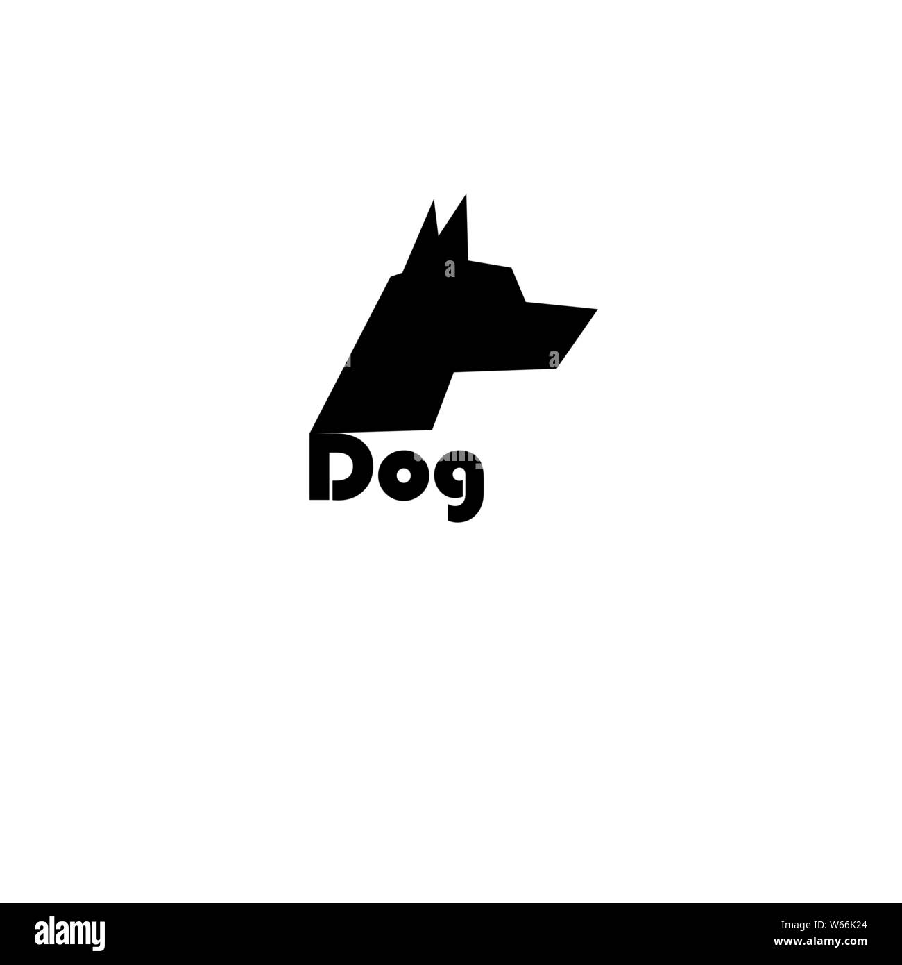 Simbolo nero isolato dog face isolati su sfondo bianco. Icona pagina web o poster pubblicitario. Illustrazione Vettoriale