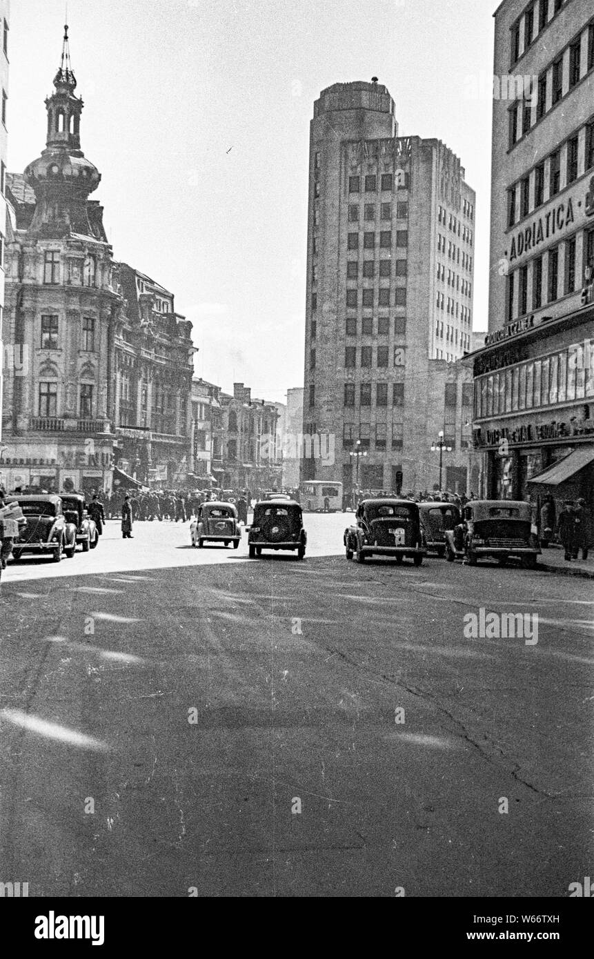 City scape di Bukarest, Romania nel 1942 durante la seconda guerra mondiale 2 Foto Stock
