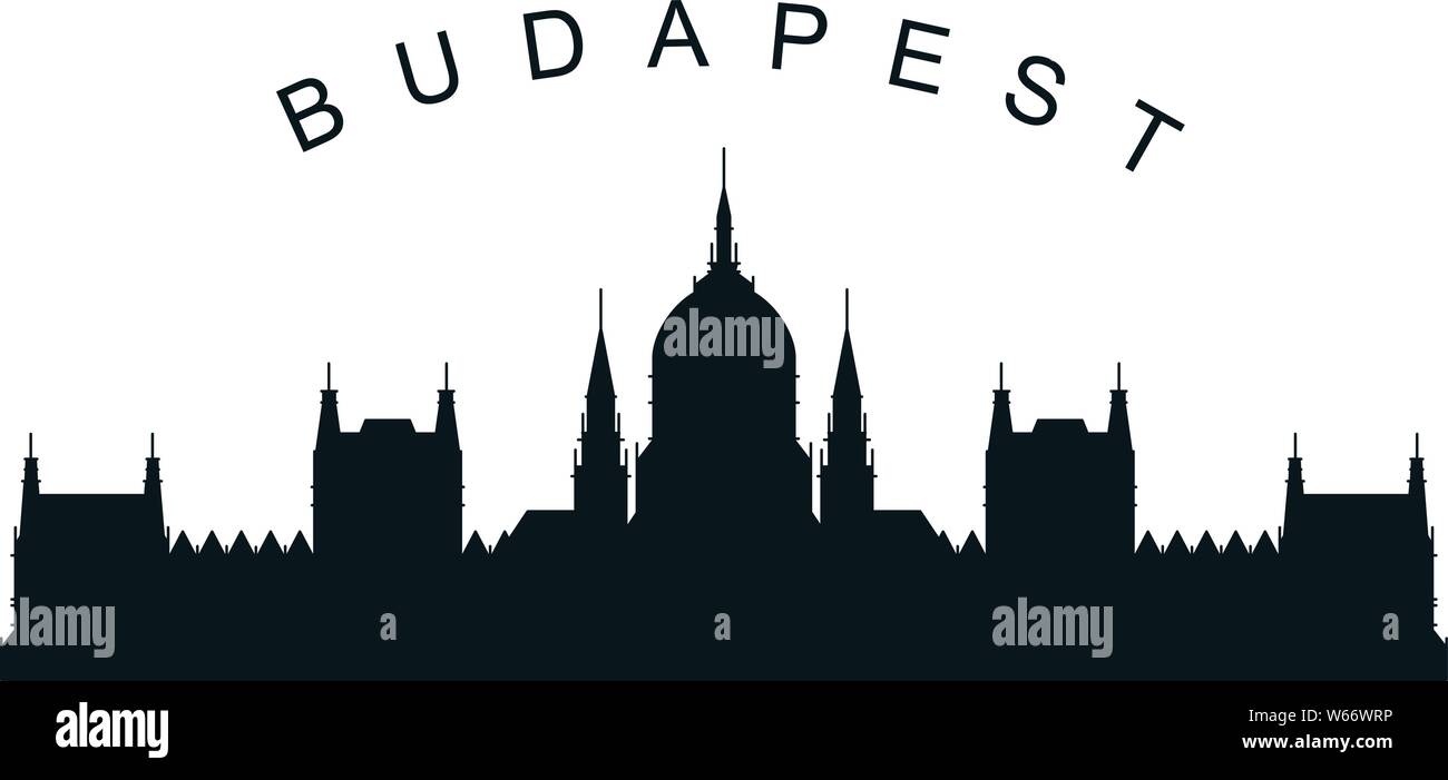 Il Parlamento Budapest silhouette - paesaggio urbano ungherese e punto di riferimento di Budapest Illustrazione Vettoriale