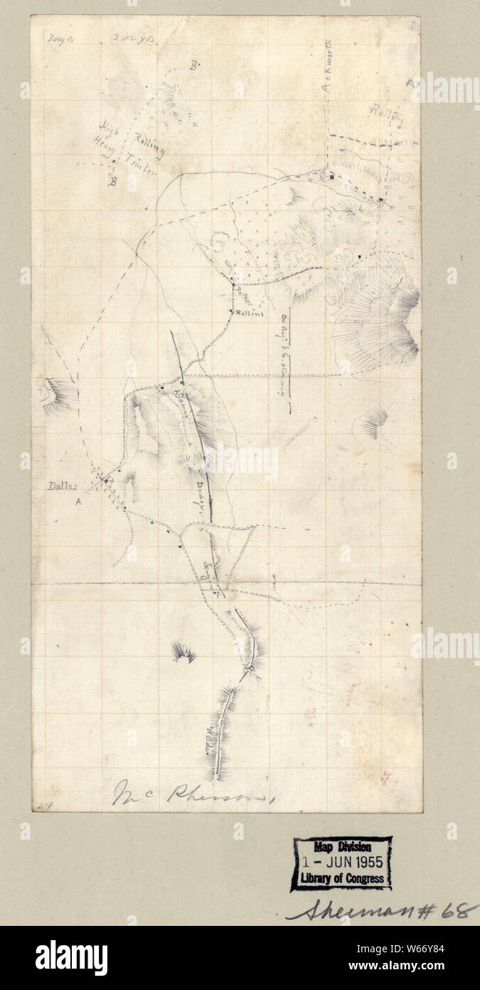 La guerra civile mappe 2268 Unione posizioni di truppa a est di Dallas Georgia 25 maggio-giugno 5, 1864 la ricostruzione e la riparazione Foto Stock