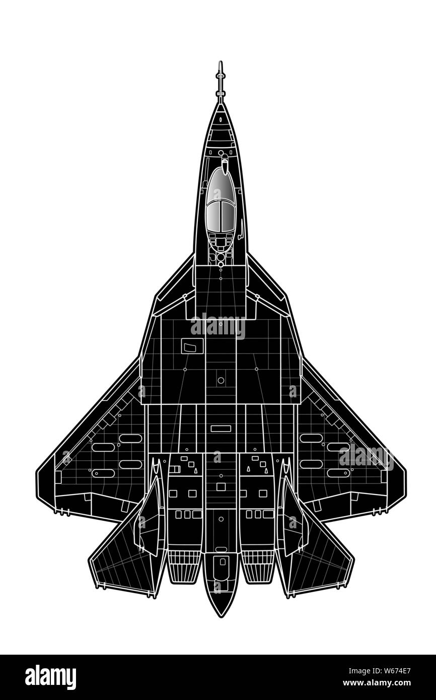 Il nuovissimo Russian jet fighter aircraft. Tracciato di vettore Illustrazione Vettoriale