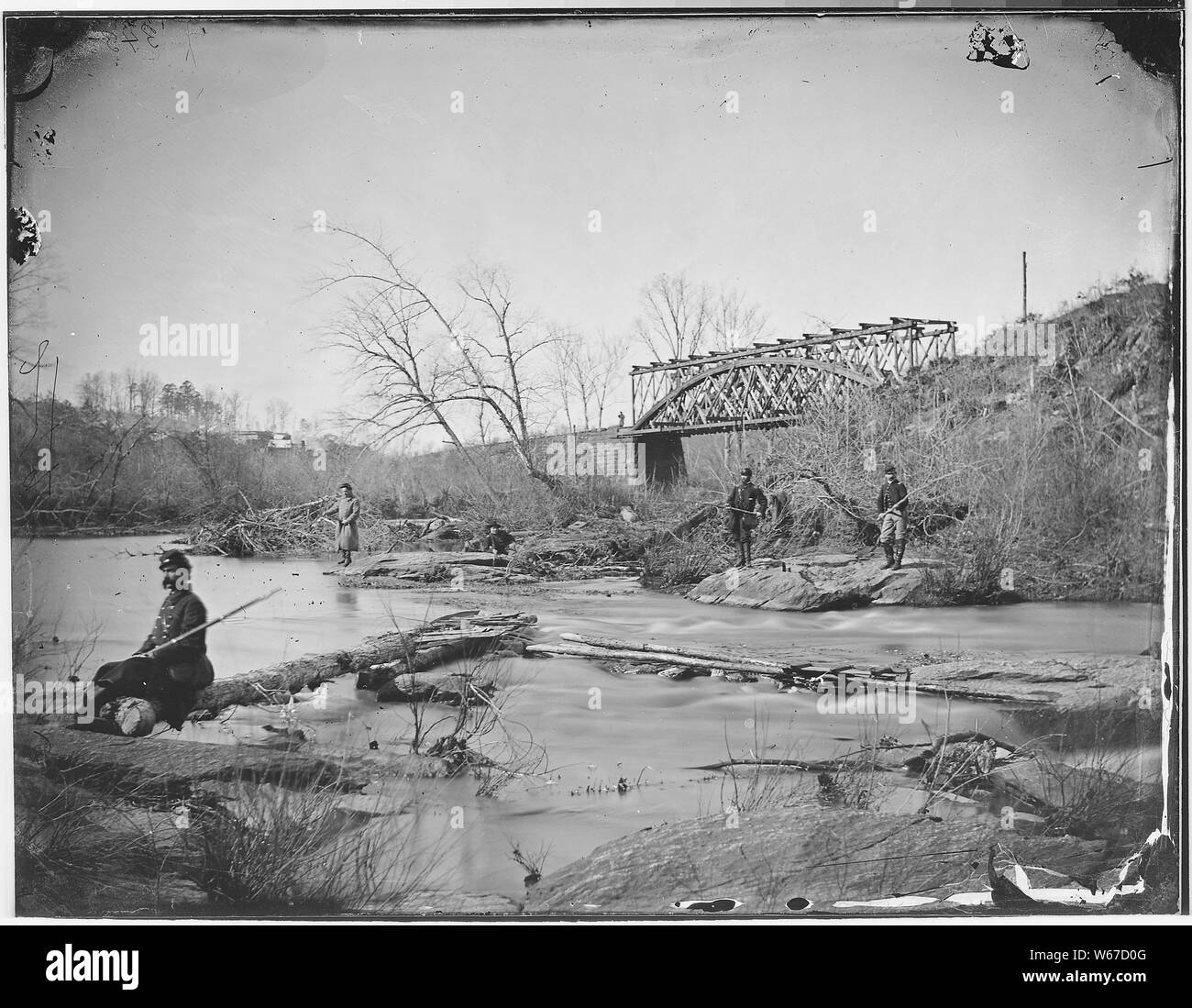 Ponte militare, Haupt Truss Bull Run, Virginia, Aprile 1863 Foto Stock
